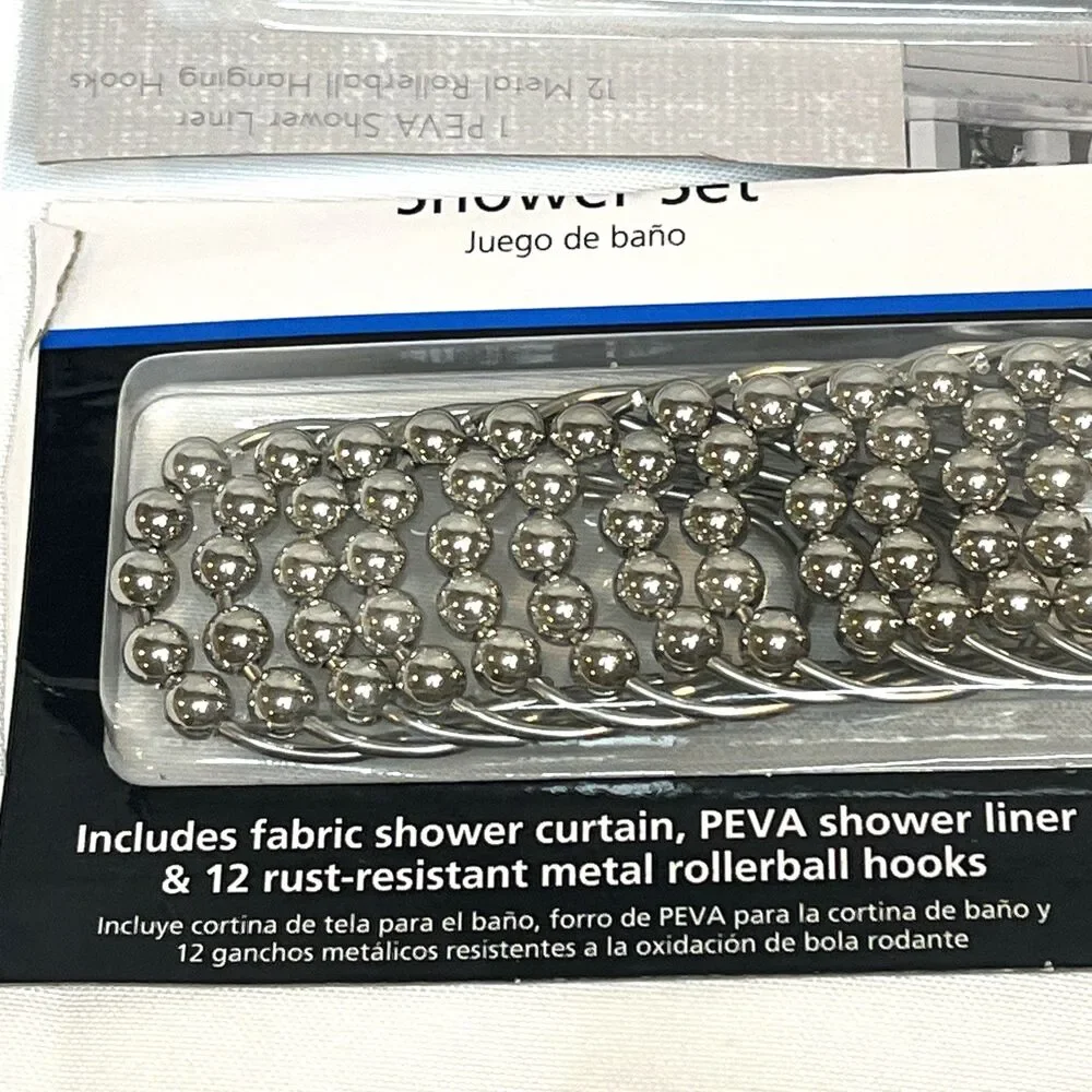 12-Piece Stainless Steel Shower Curtain Hooks with Roller Ball 2 packs